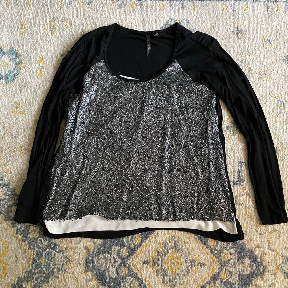 Black silver overlay blouse